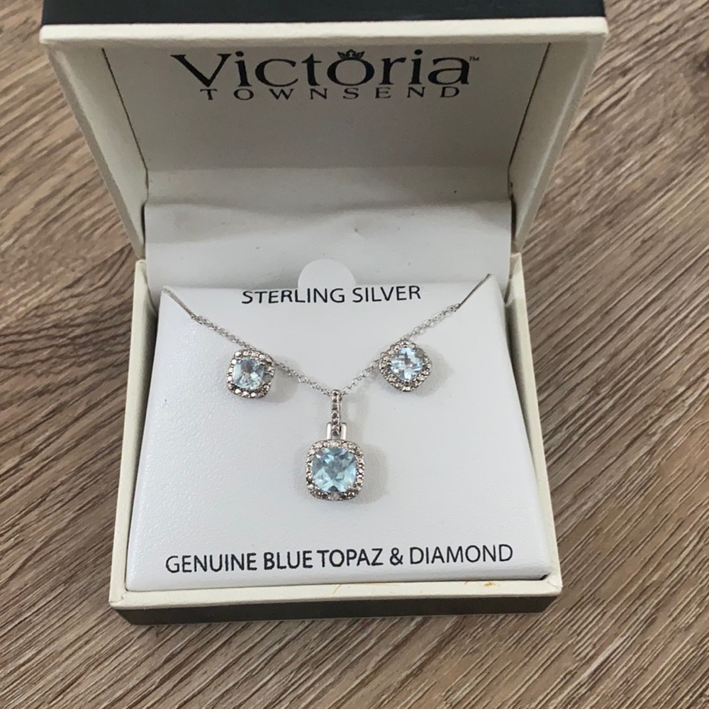 Blue Topaz Necklace and Earring Set